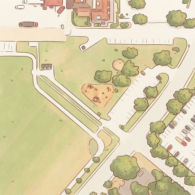 Illustrated map of Farmers Branch Park