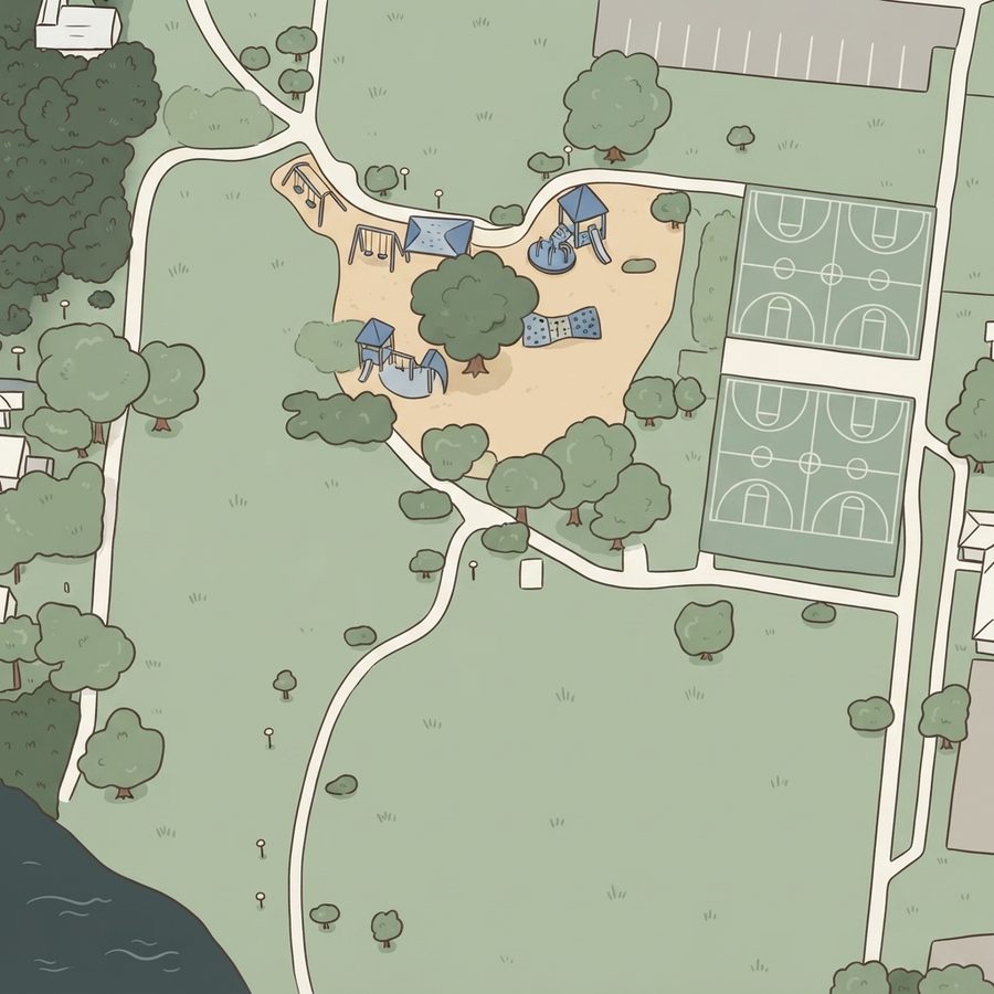Illustrated map of Father Albert Benavides Park