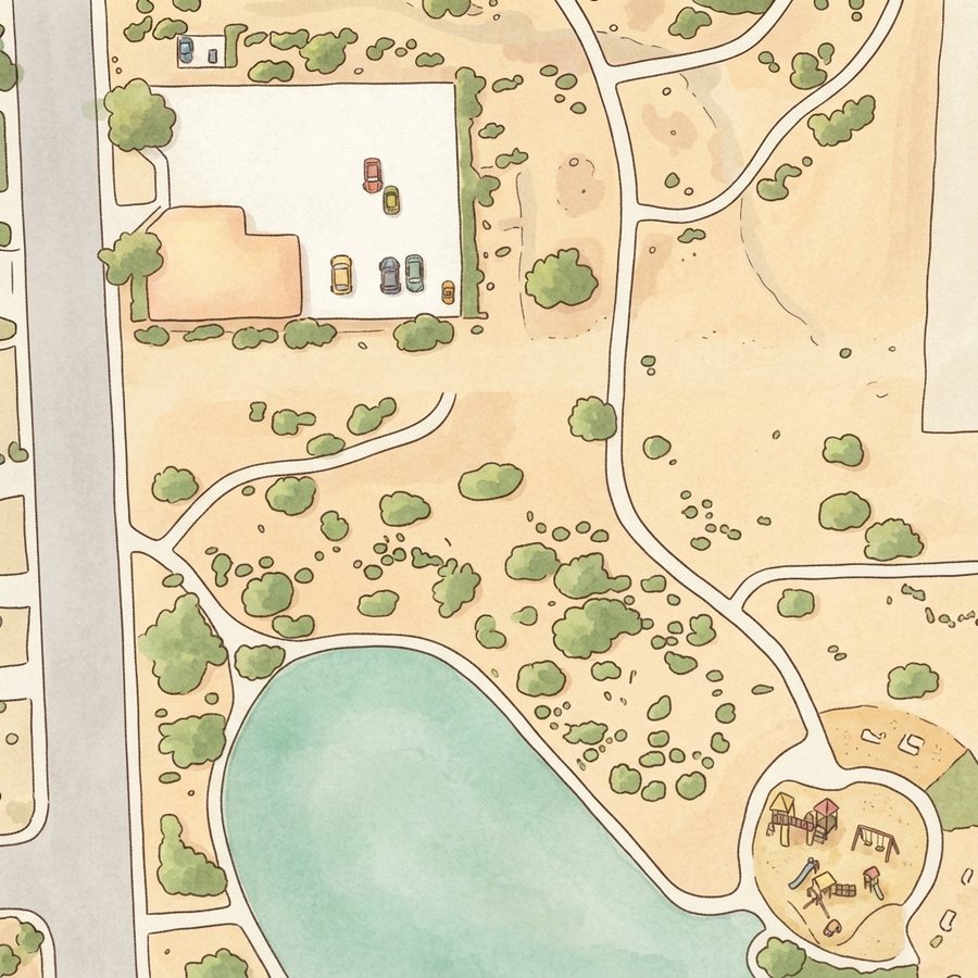Illustrated map of Firefighters Memorial Park