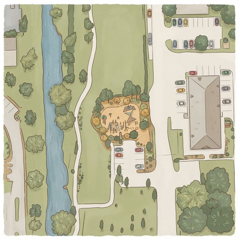 Illustrated map of Firefighters Park