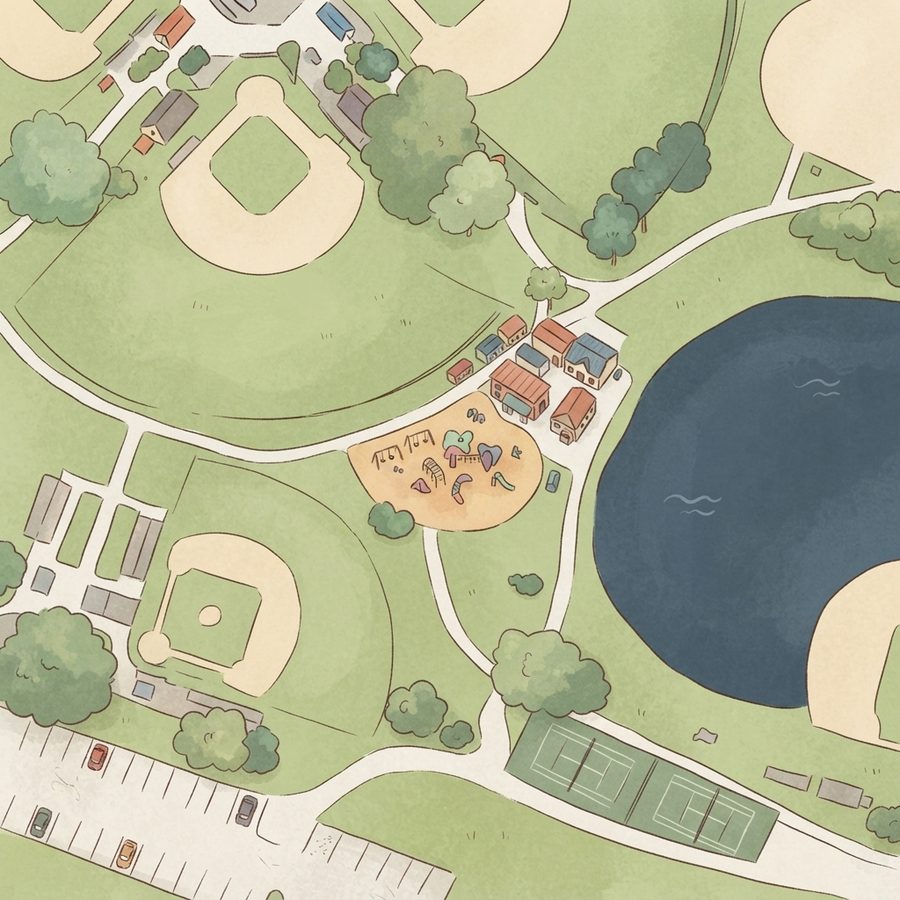 Illustrated map of First Colony Park