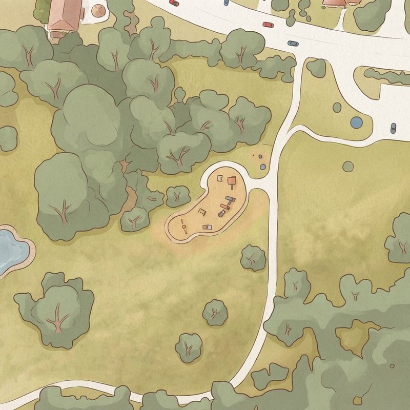 Illustrated map of Fish Creek - Dallas County Nature Preserve