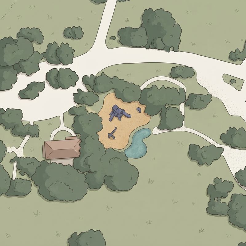 Illustrated map of Flag Pole Hill Playground
