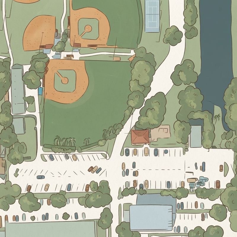 Illustrated map of Flamingo Park