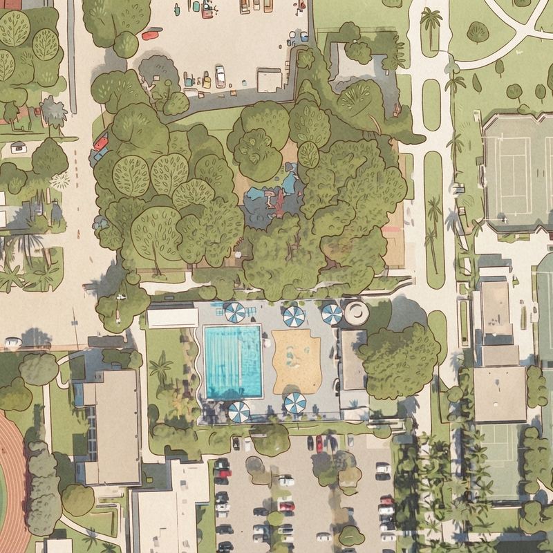 Illustrated map of Flamingo Park Playground