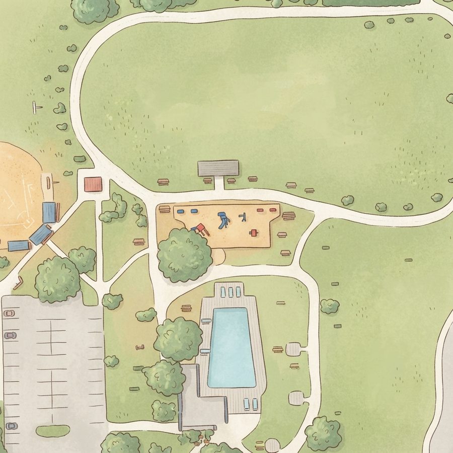 Illustrated map of Flores Park
