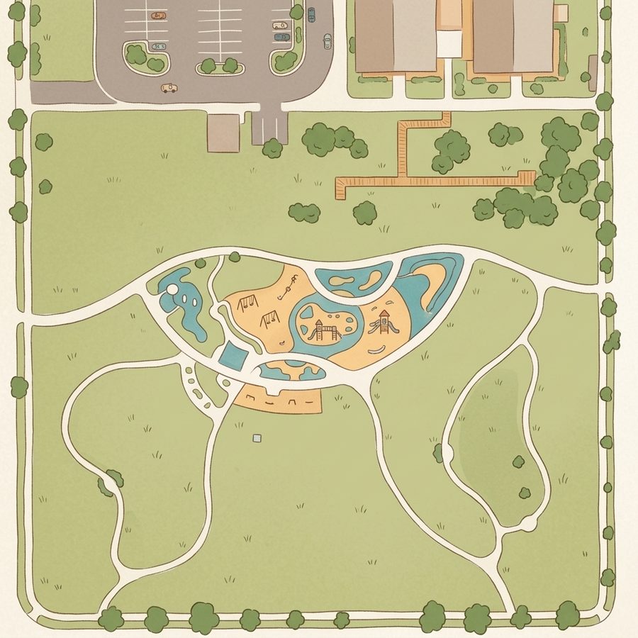 Illustrated map of Footprint Park