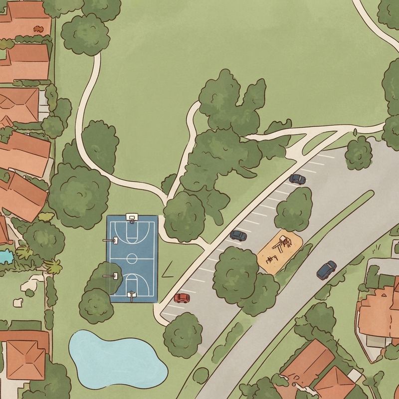 Illustrated map of Forest Lakes Park