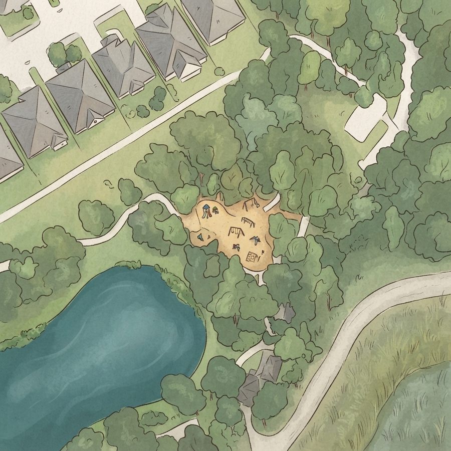 Illustrated map of Forest Oaks Park (WCID110 Residents)