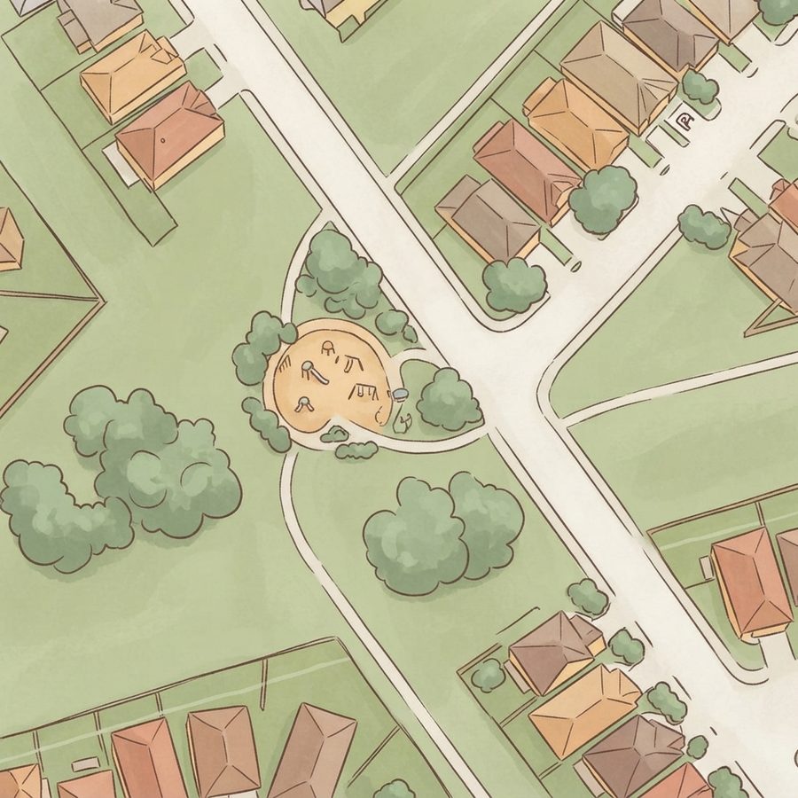 Illustrated map of Forest Village Park