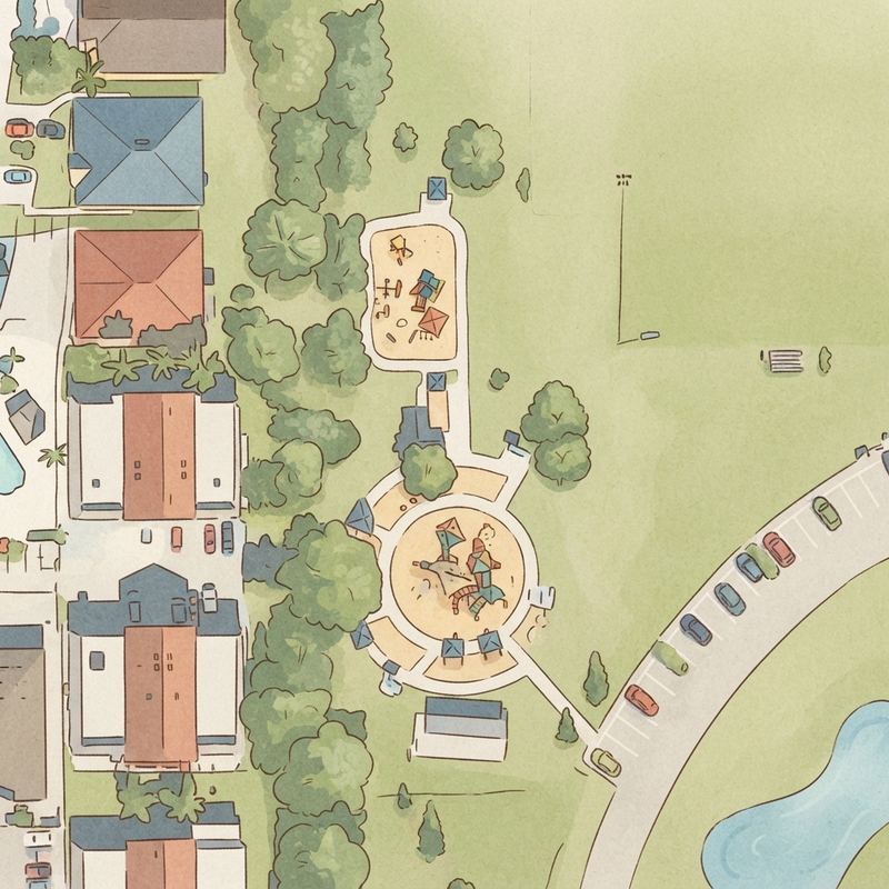 Illustrated map of Fortune Road Playgrounds