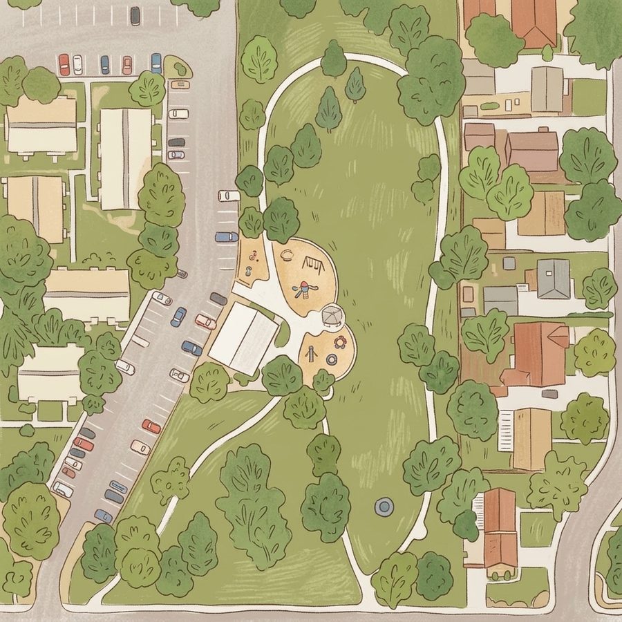 Illustrated map of Founders Park