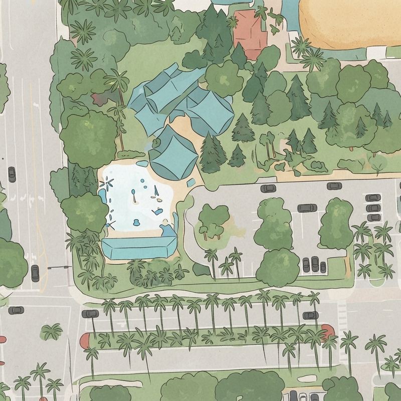 Illustrated map of Founders Park SplashPad