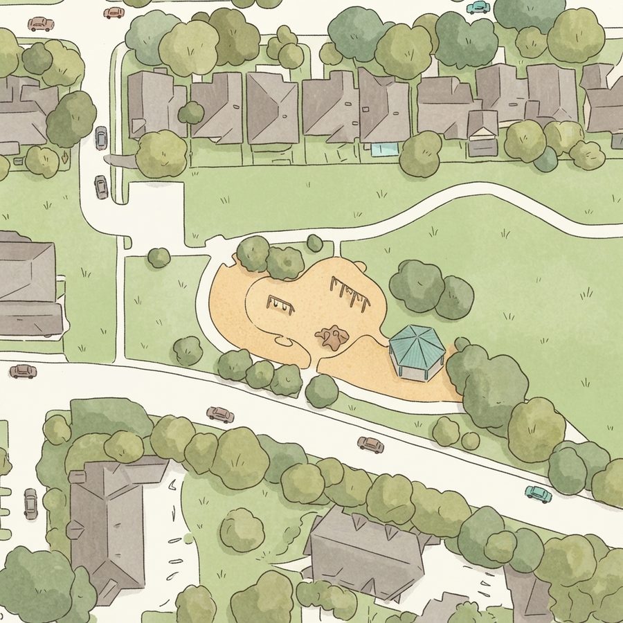 Illustrated map of Fountain Lake Park