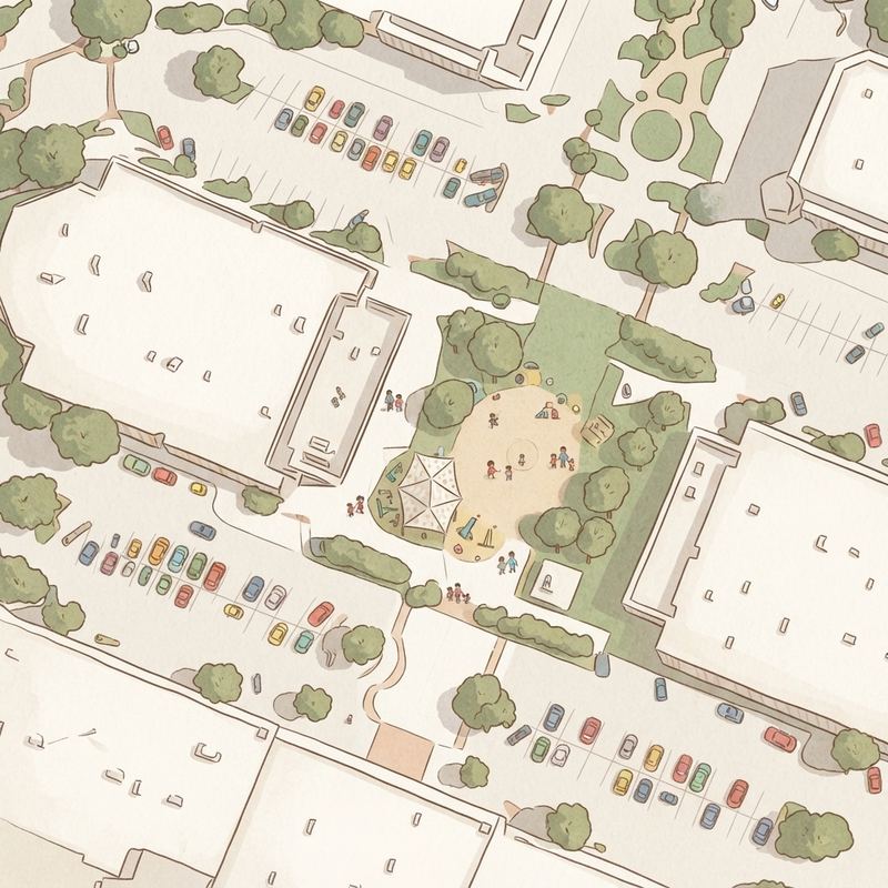 Illustrated map of Fountain Play Area
