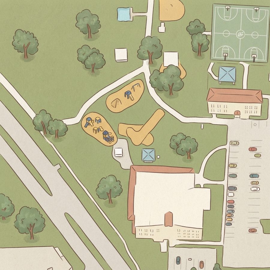 Illustrated map of Four Corners Community Park