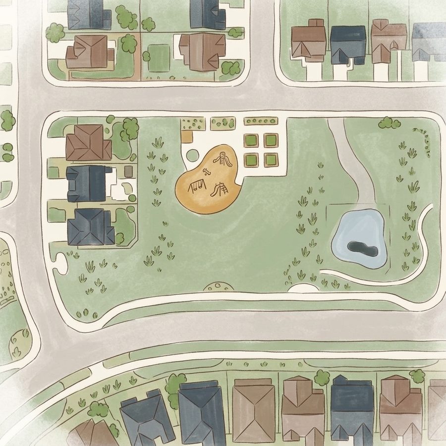 Illustrated map of Four Square Park