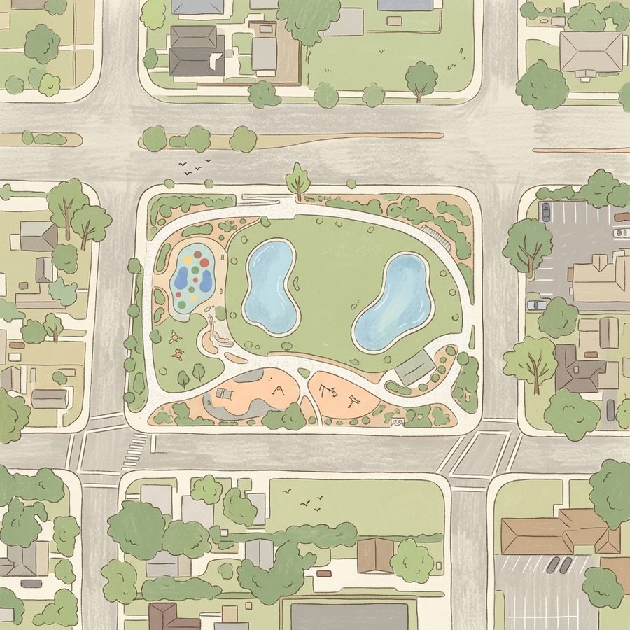Illustrated map of Four Winds-Cuatro Vientos Park