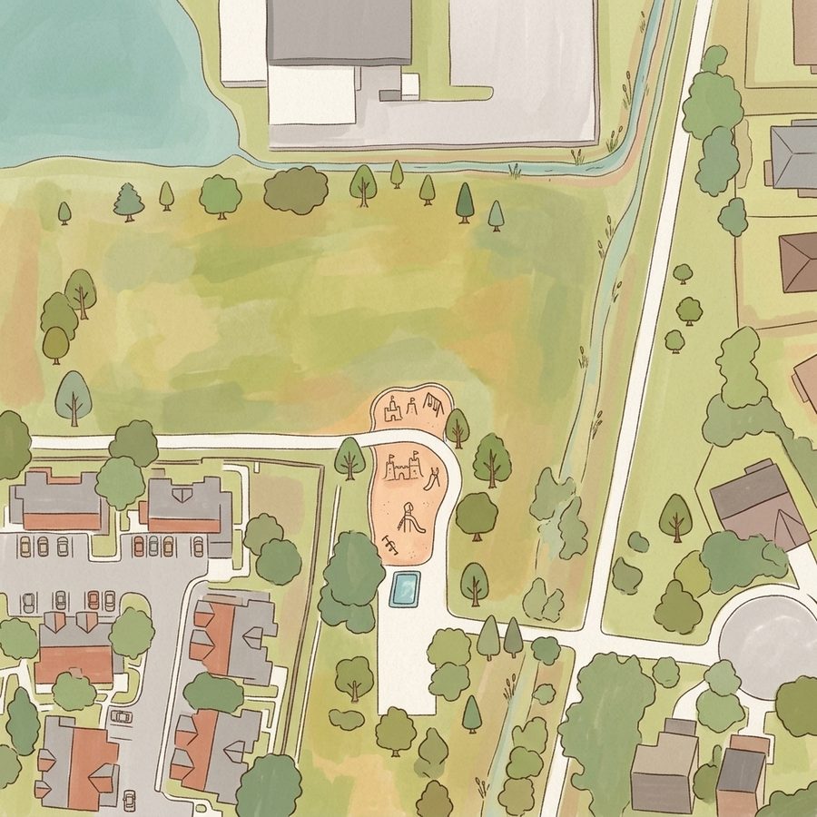 Illustrated map of Foxhill Park