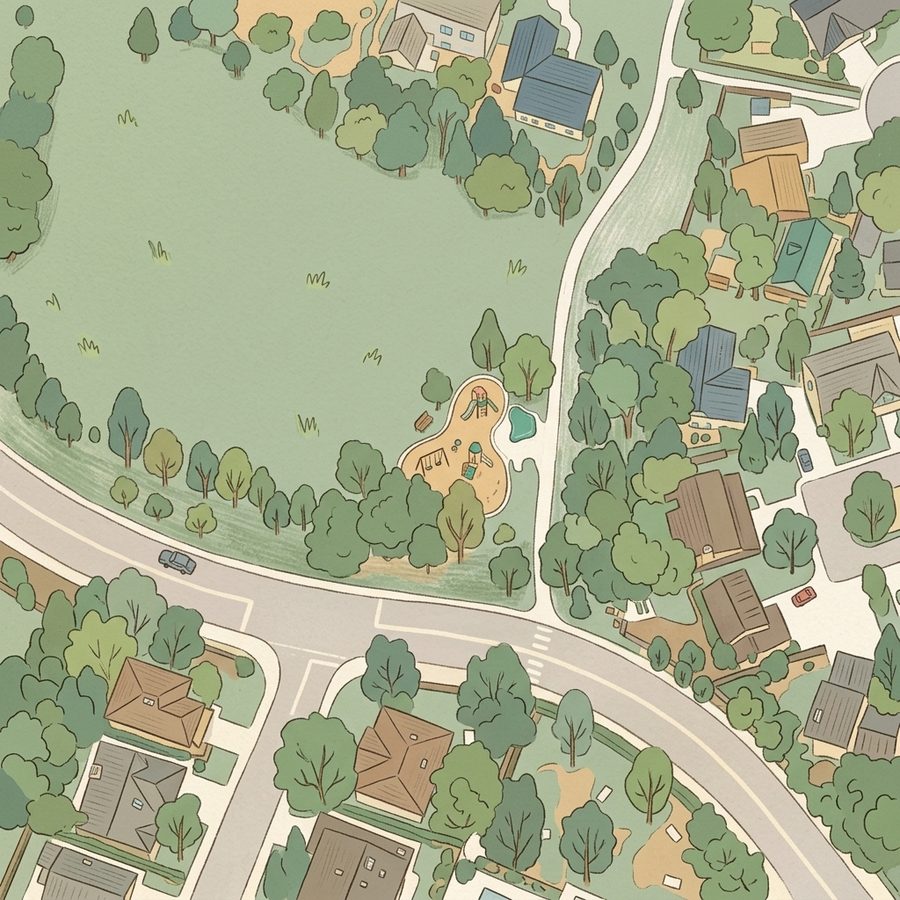 Illustrated map of Foxridge Park