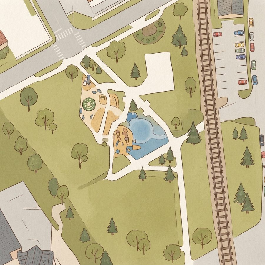 Illustrated map of Frankie Pierce Park Playground