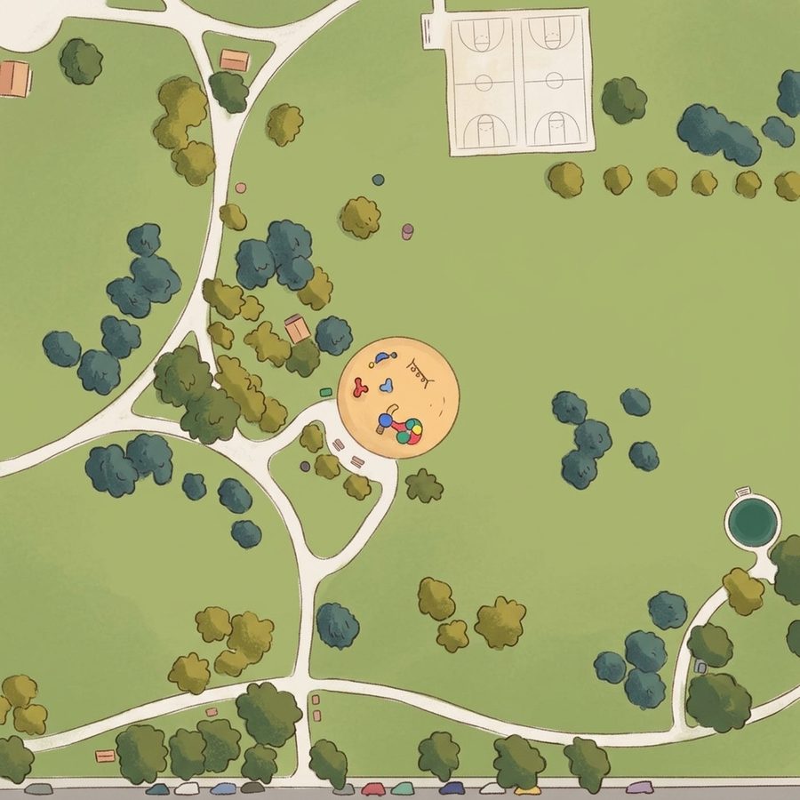 Illustrated map of Fred Thomas Park