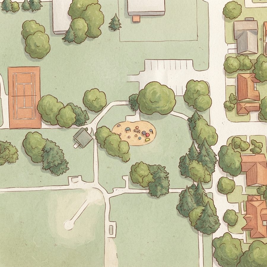 Illustrated map of Freeway Manor Park