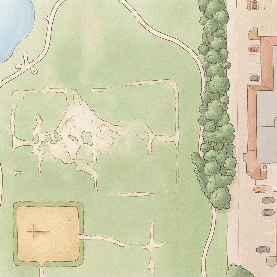 Illustrated map of Freshmeadow Park