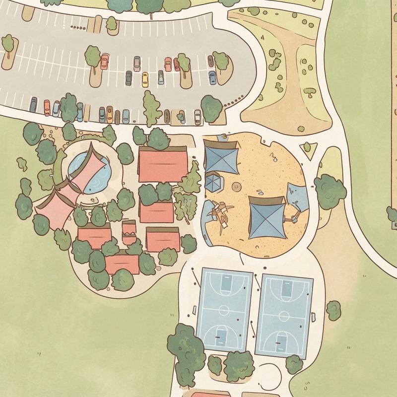 Illustrated map of Friendship Park - Splash Pad