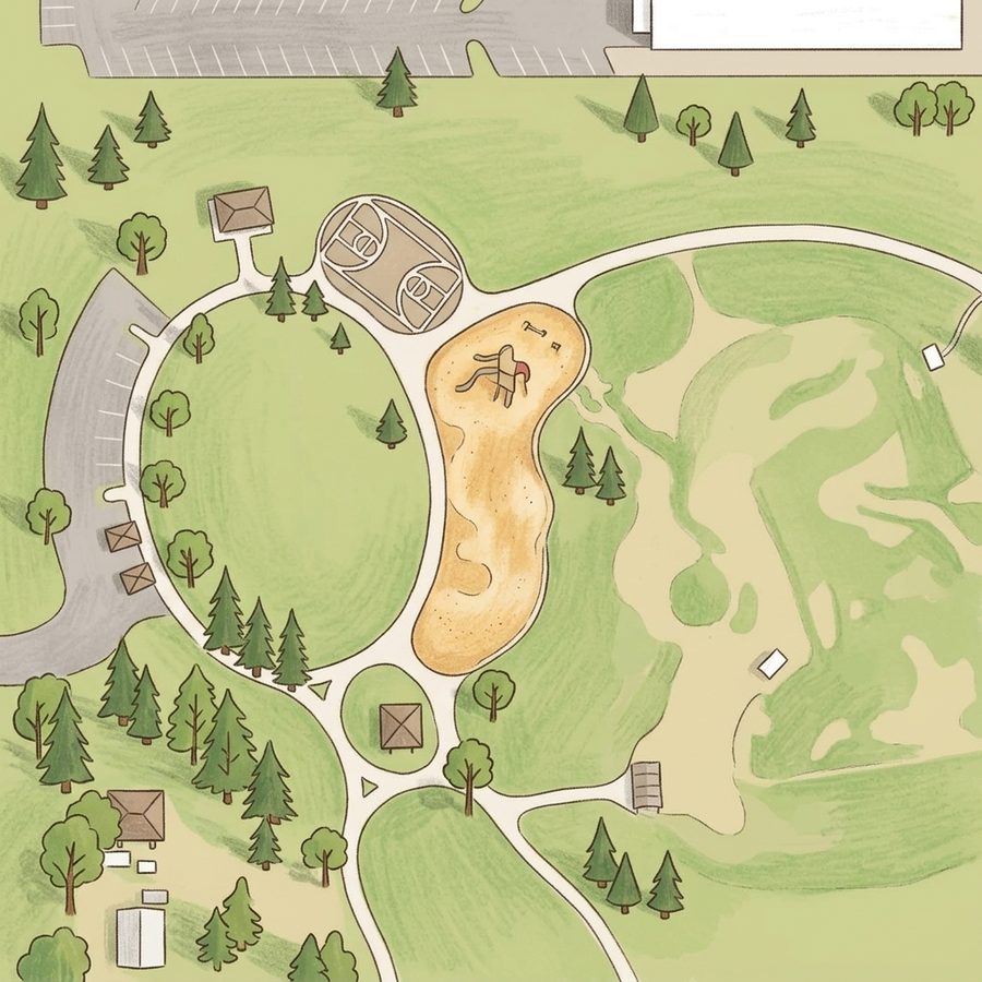 Illustrated map of Fruitdale Park