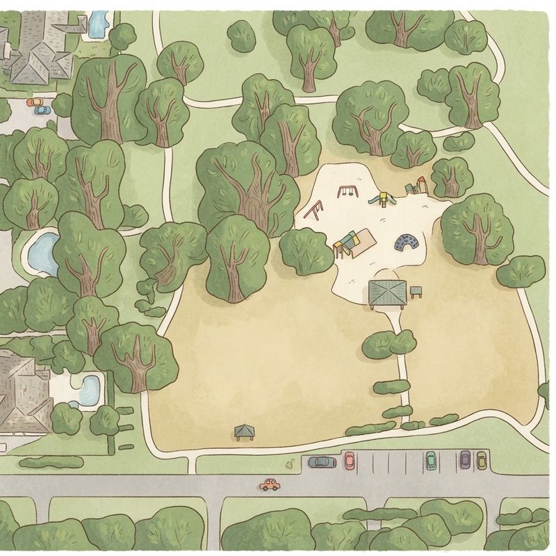 Illustrated map of Gardens Park