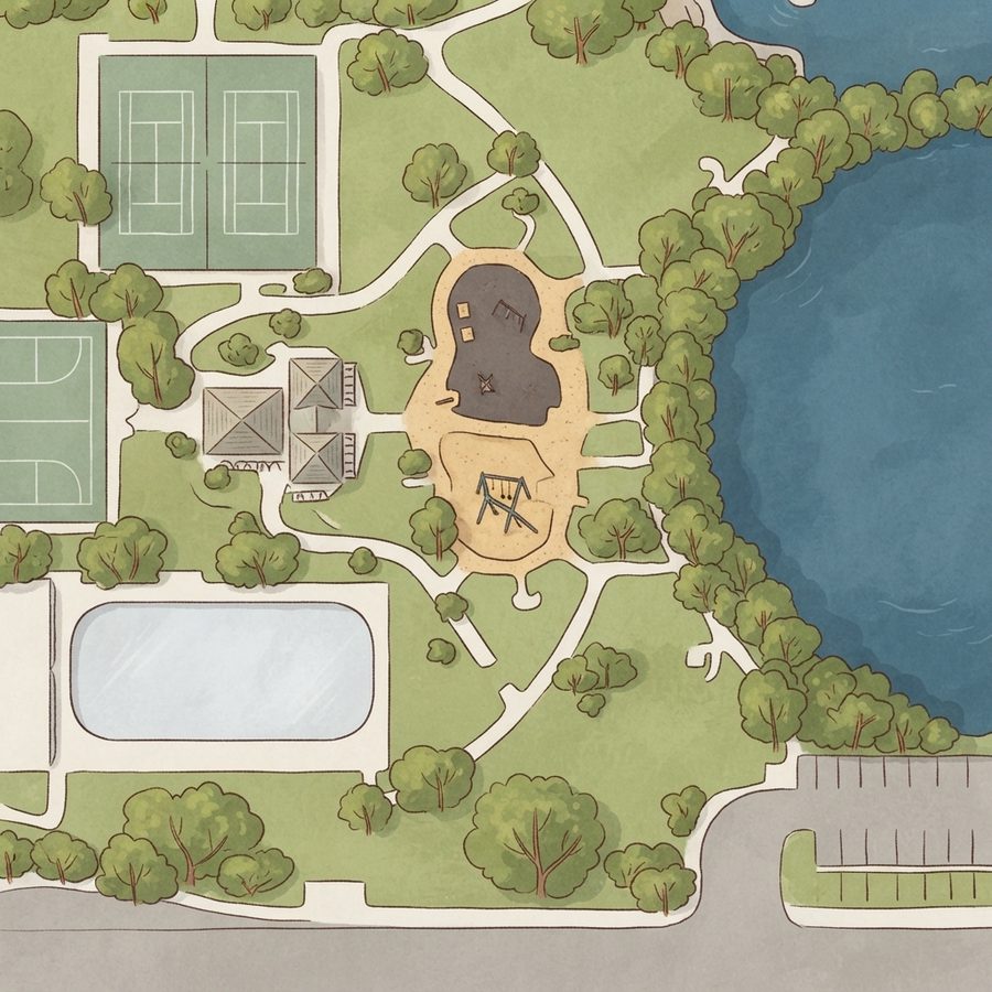 Illustrated map of Gardens Park
