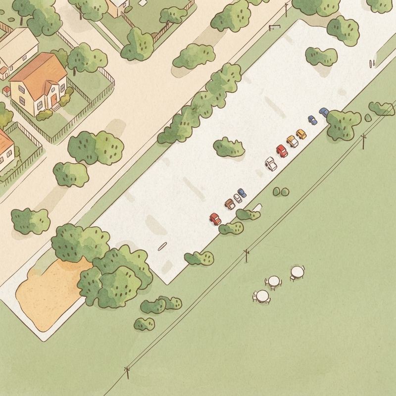 Illustrated map of Garland Cricket Ground Parking