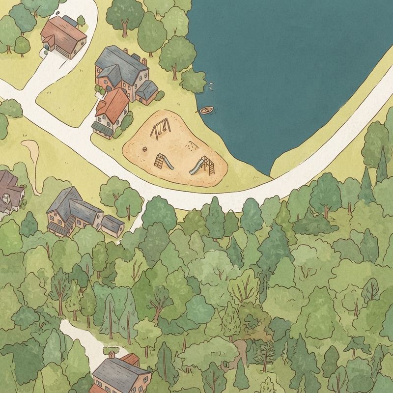 Illustrated map of Gene Adams Park (Private for Swan Lake Members)