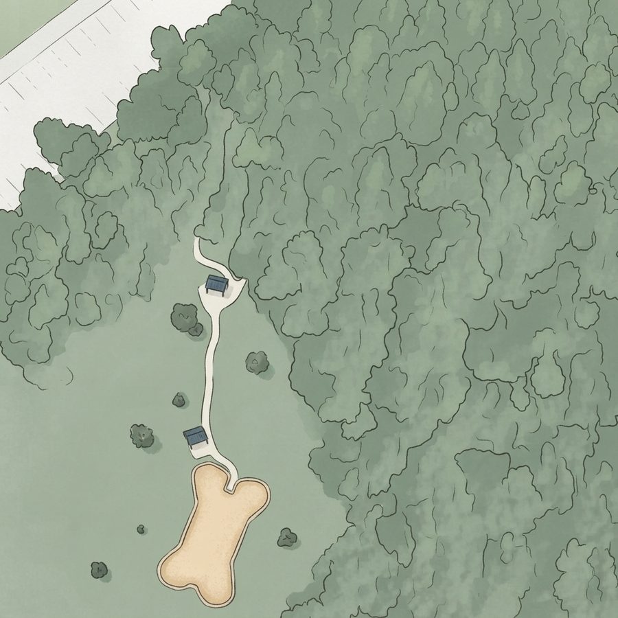 Illustrated map of Gene Green Dog Park
