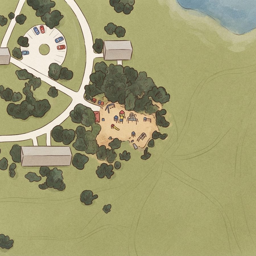 Illustrated map of George Bush Park Pavillions