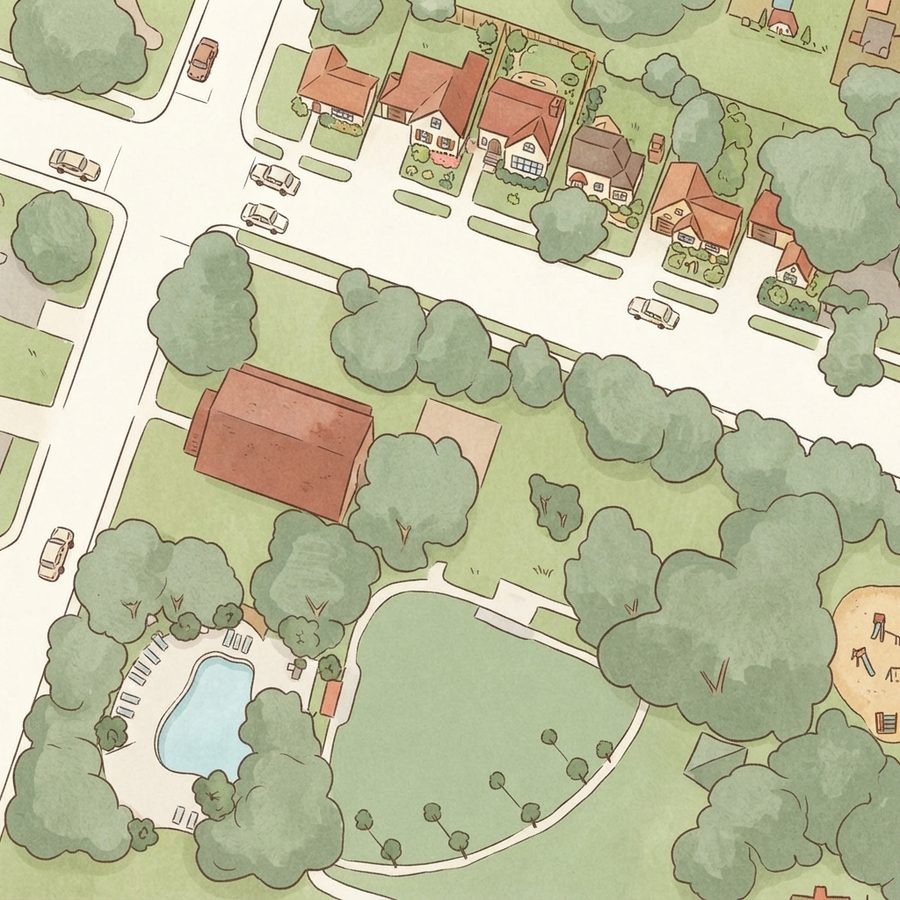 Illustrated map of George T. Nelson Park (Yellowstone Park)