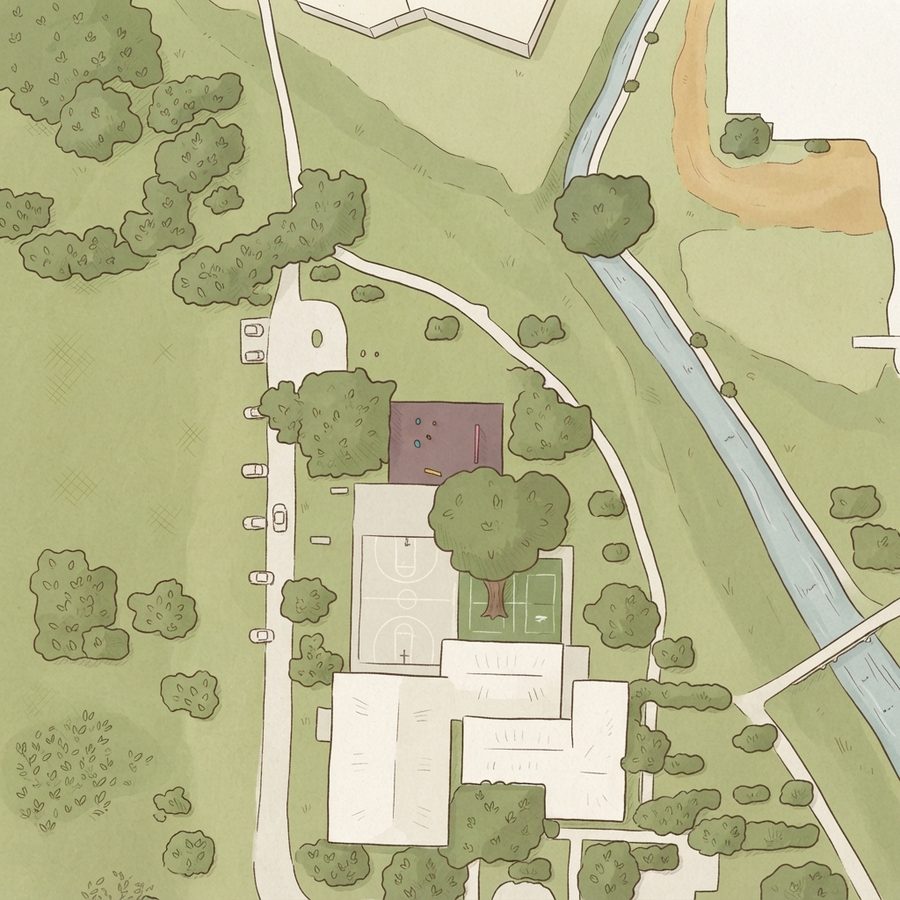 Illustrated map of Gilbert Garza Park
