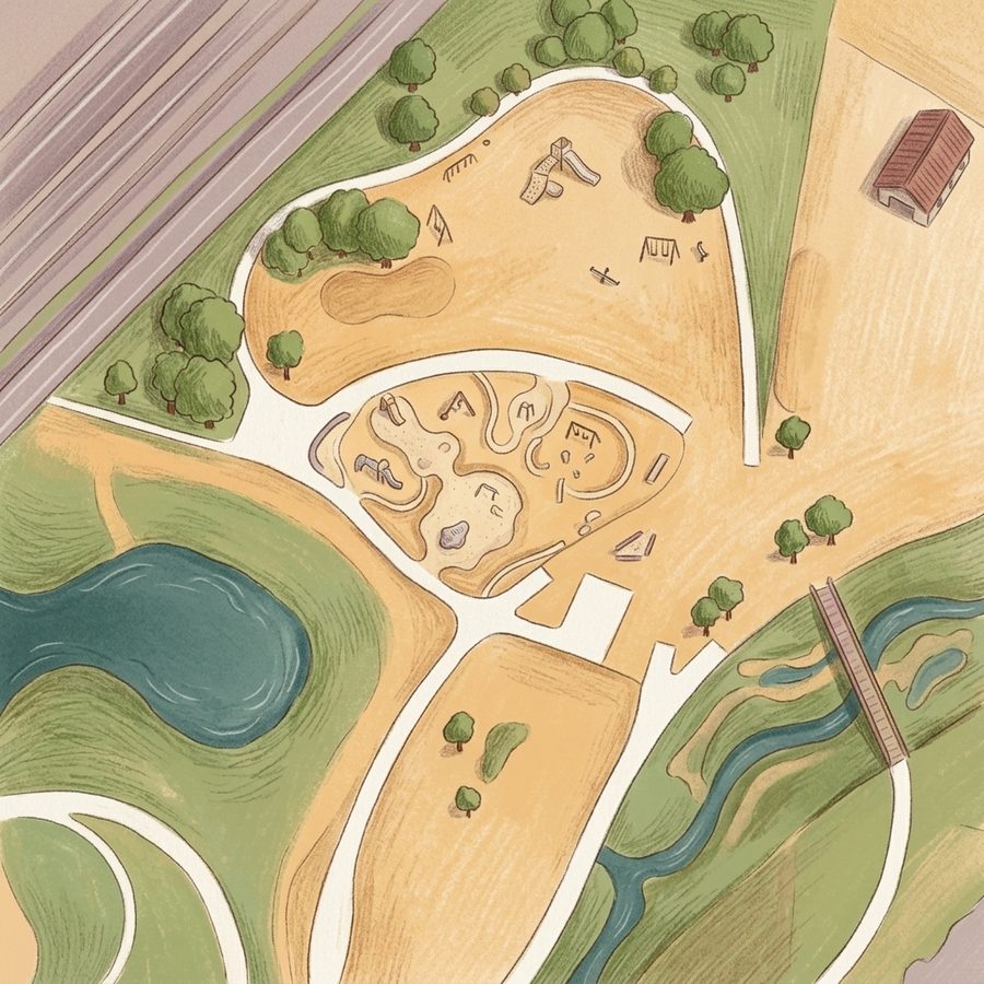 Illustrated map of Globeville Landing Park