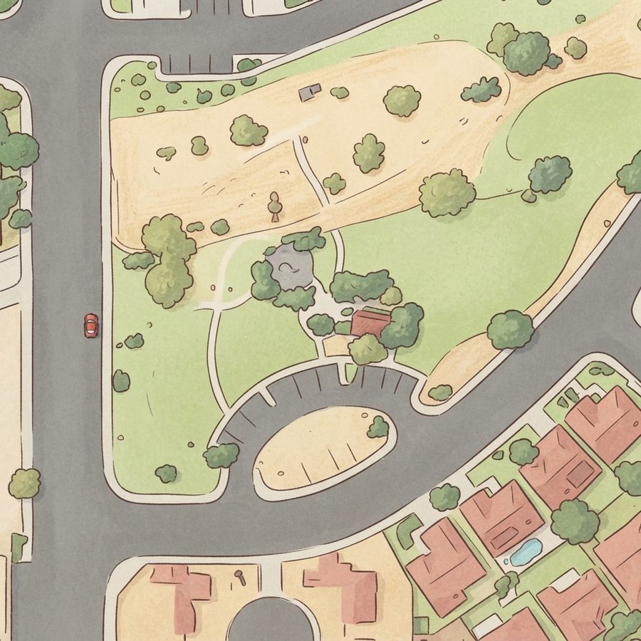 Illustrated map of Gold Crest Park