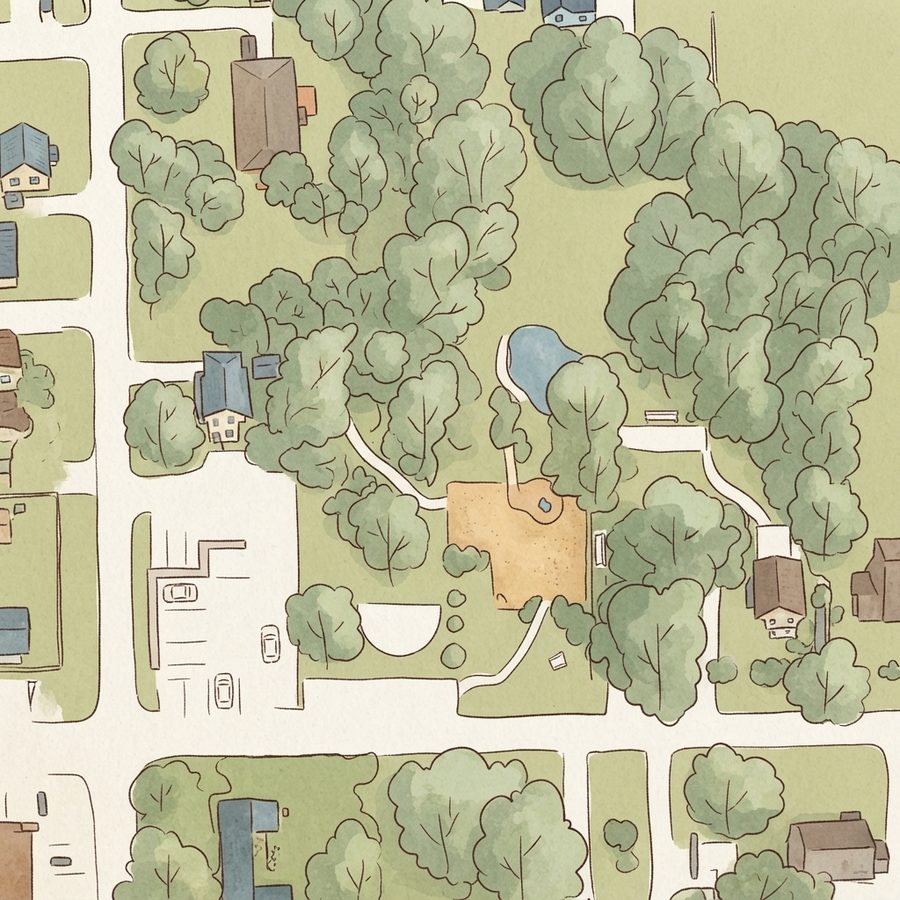 Illustrated map of Golden Acres Park