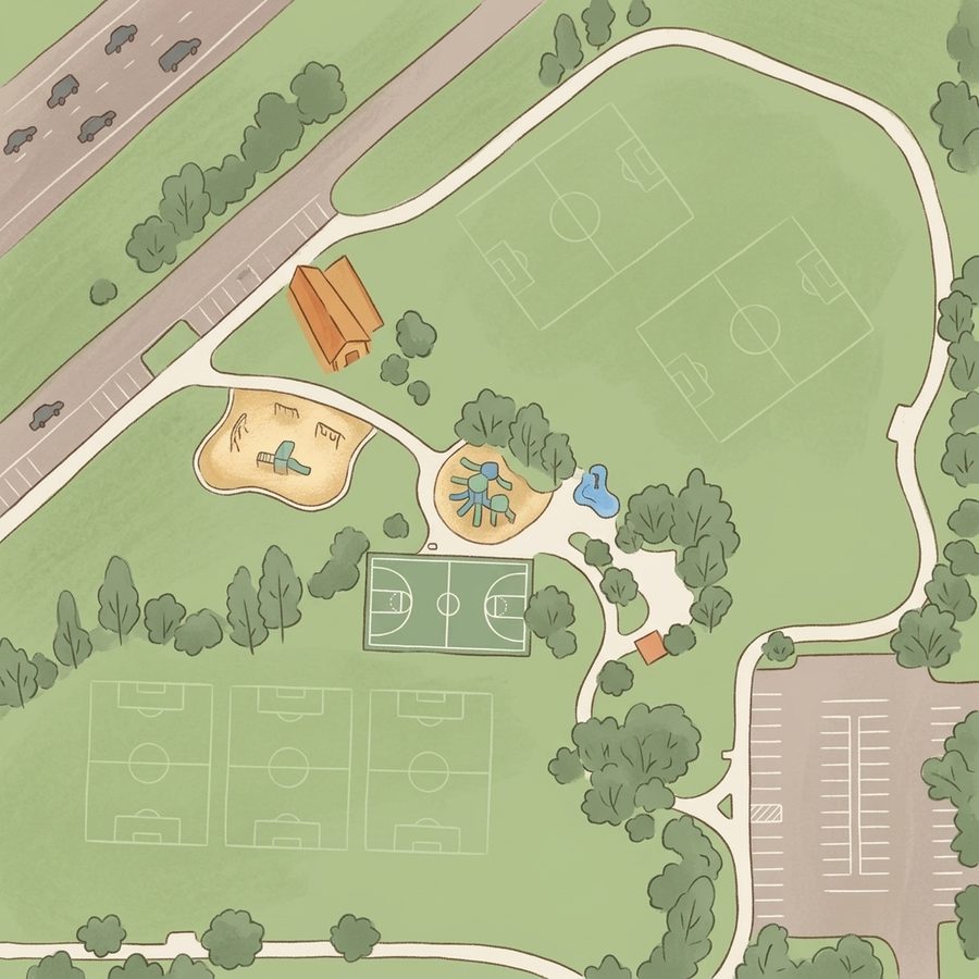 Illustrated map of Golden Heights Park