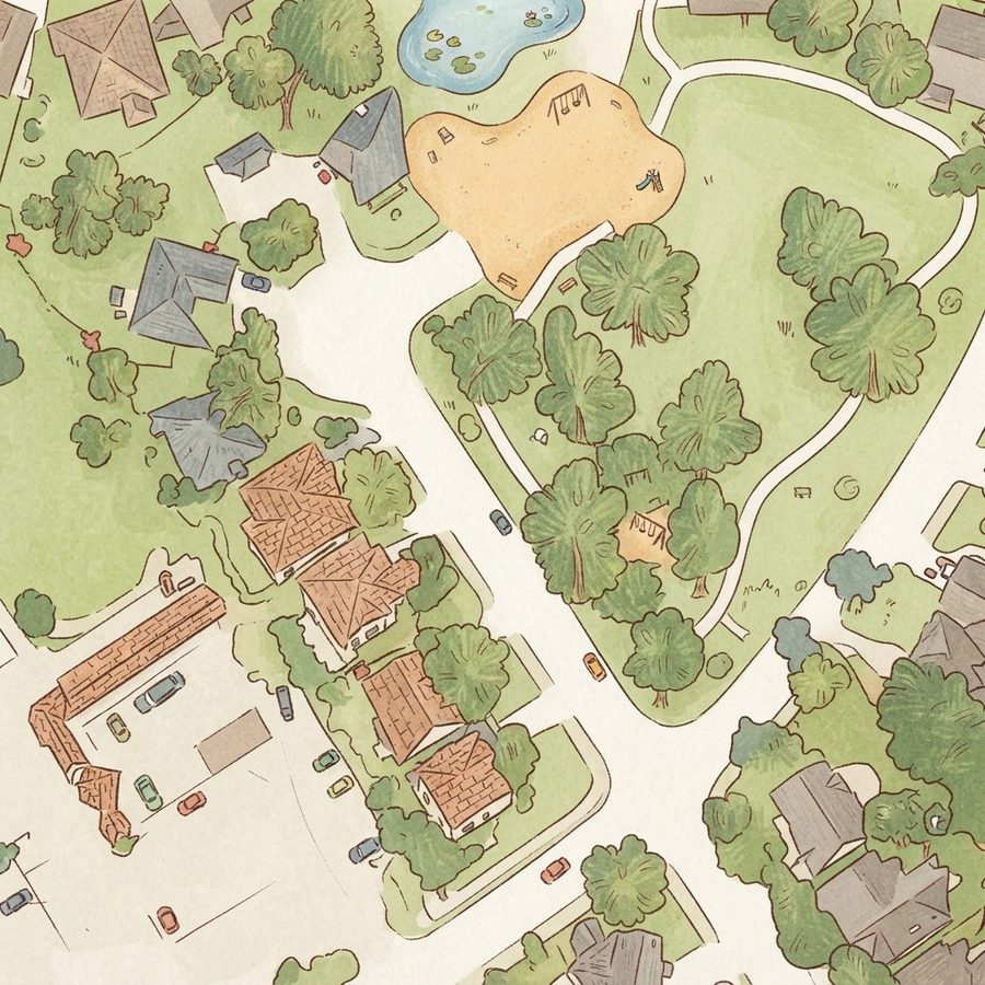 Illustrated map of golden pass park