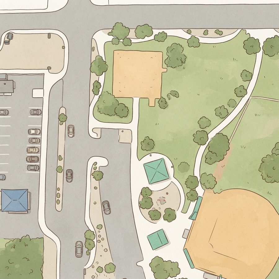 Illustrated map of Goynes Park
