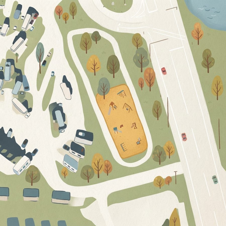 Illustrated map of Grand Ole RV Resort and Market