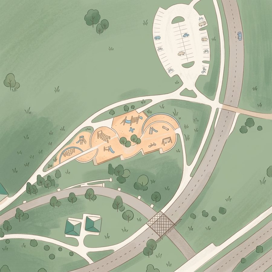 Illustrated map of Great Lawn Park