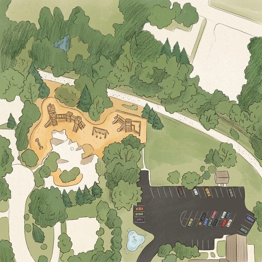 Illustrated map of Green Oaks Picnic Area