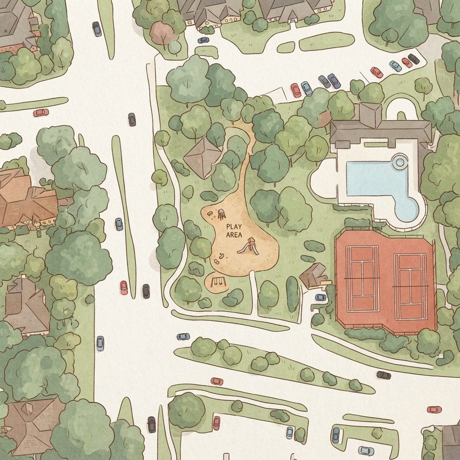 Illustrated map of Green Trails Park