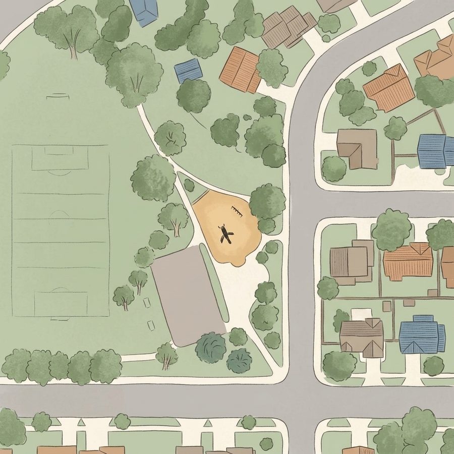 Illustrated map of Green Valley West Ranch Park Playground