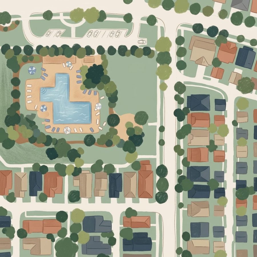Illustrated map of GreenWay Park